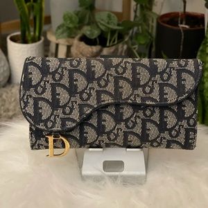 Dior Vintage Blue Diorissimo Canvas Saddle